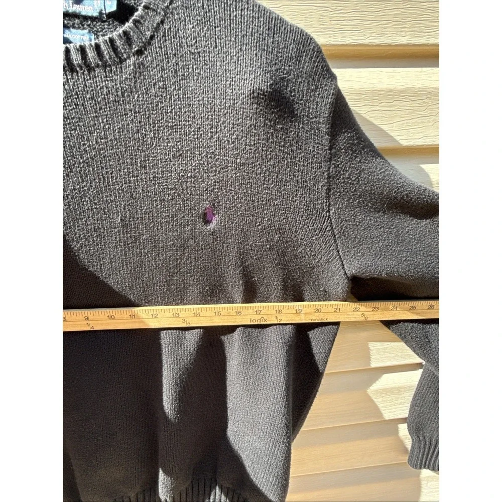 VTG Polo Ralph Lauren Sweater Mens Large Black Crewneck Pima Cotton Purple Pony